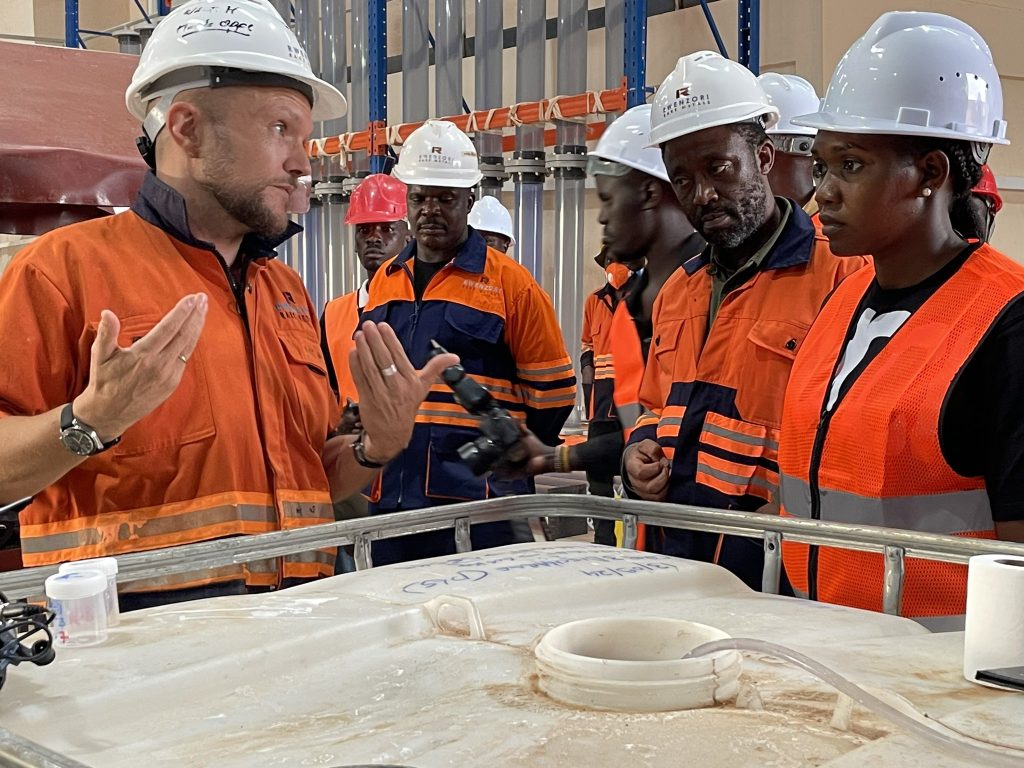State minister for energy & mineral development Phiona Nyamutoto (R) tours the RRM demo plant in Bugweri. Courtsey photo 