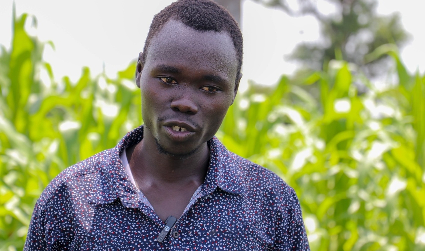Abdul Rahuman, narrates his story to the project team. Photo Credit: Wairimu Veronicah – RICE West Nile.