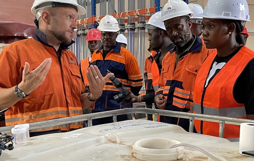 State minister for energy & mineral development Phiona Nyamutoto (R) tours the RRM demo plant in Bugweri. Courtsey photo 