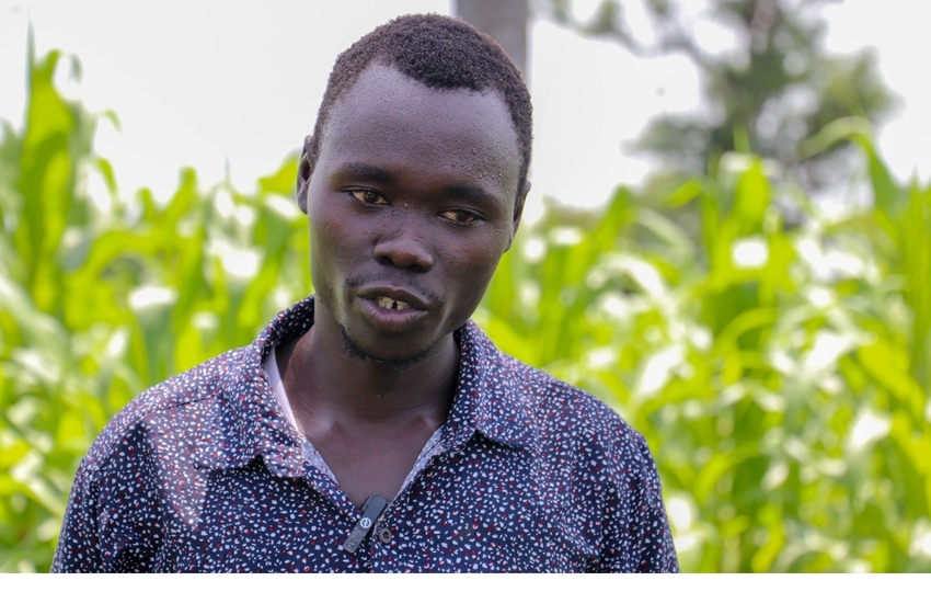 Abdul Rahuman, narrates his story to the project team. Photo Credit: Wairimu Veronicah – RICE West Nile. 